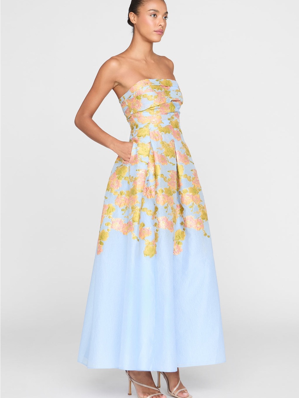 Theia Leia Jacquard Dress Serenity Blue Size 4 NWT - Picture 3 of 13